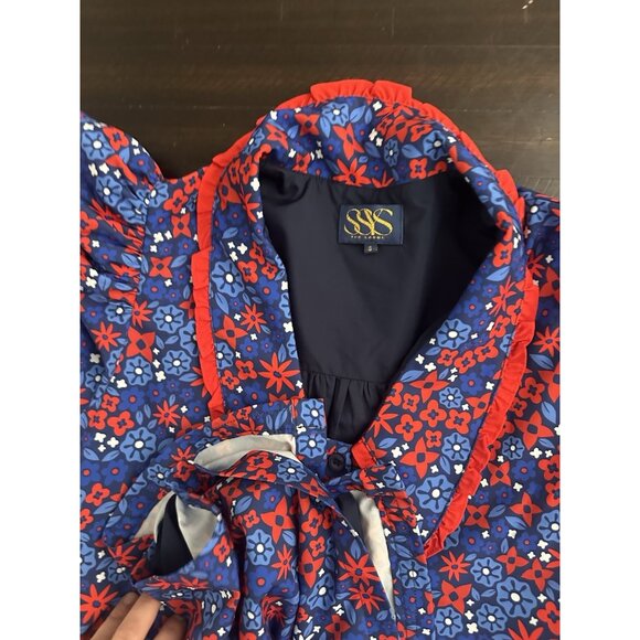 Ssys Gemma Peter Pan Collared Dress In Royal Red Ditsy Floral Small - Picture 3 of 4